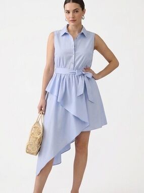 NWT Maeve/Anthropologie Blue Sleeveless Asymmetrical Peplum Shirt Dress 22W